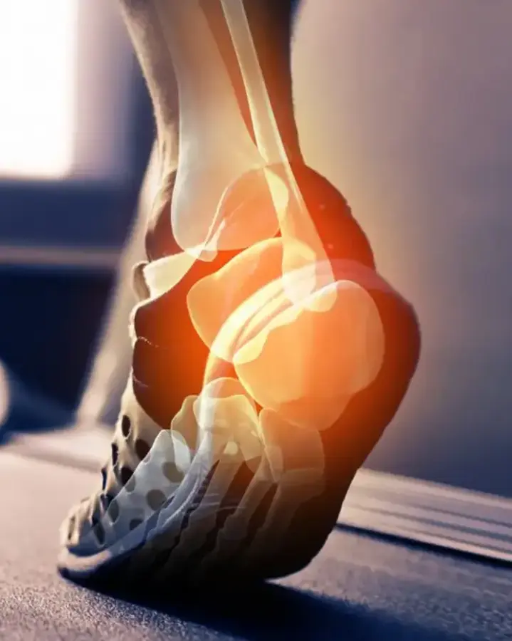 walking foot glowing with pain